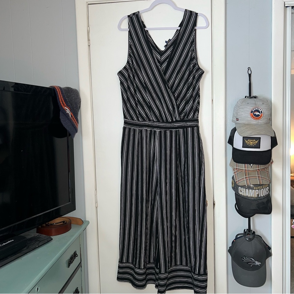 Black and White Striped Sleeveless romper